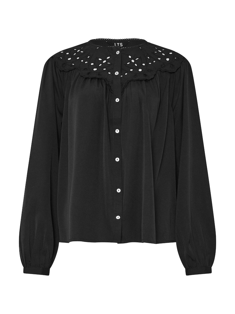 Long Tall Sally Black Broidery Bib Blouse - Image 6 of 6