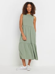 M&Co Green Acid Wash Sleeveless Tiered Dress - Image 1 of 5