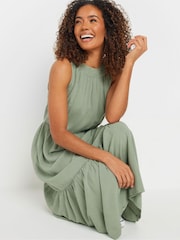 M&Co Green Acid Wash Sleeveless Tiered Dress - Image 4 of 5