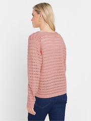 M&Co Pink Petite V-Neck Button Down Cardigan - Image 3 of 5
