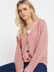 M&Co Pink Petite V-Neck Button Down Cardigan - Image 4 of 5