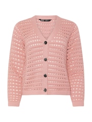 M&Co Pink Petite V-Neck Button Down Cardigan - Image 5 of 5