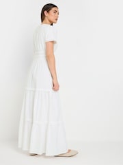 Long Tall Sally White 100% Cotton Lace Insert Tiered Dress - Image 4 of 6
