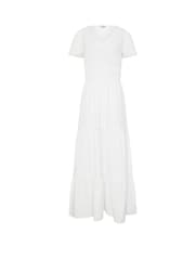 Long Tall Sally White 100% Cotton Lace Insert Tiered Dress - Image 6 of 6