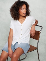 M&Co White Acid Wash Button Through Blouse - Image 1 of 9