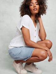 M&Co White Acid Wash Button Through Blouse - Image 2 of 9