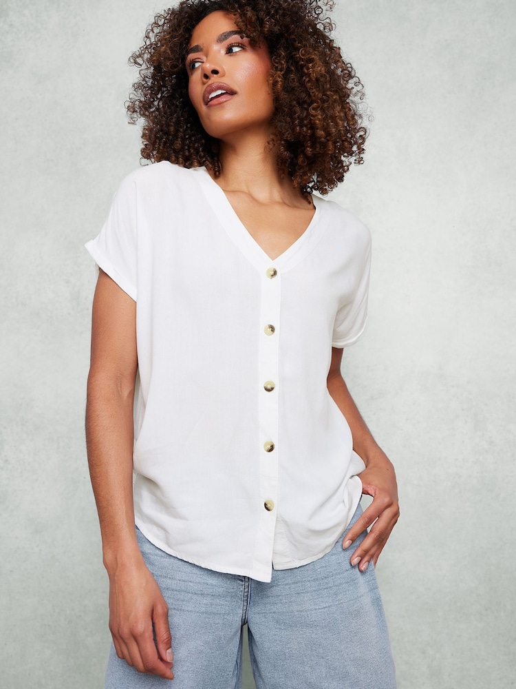 M&Co White Acid Wash Button Through Blouse - Image 3 of 9