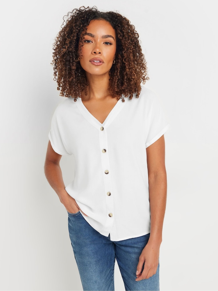 M&Co White Acid Wash Button Through Blouse - Image 4 of 9