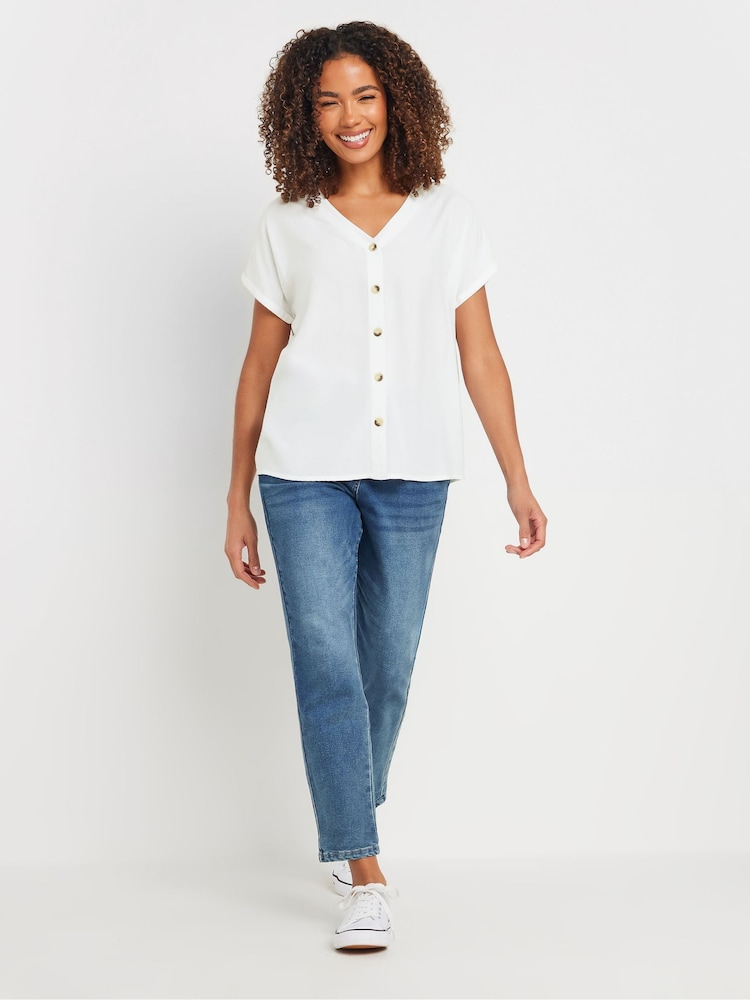 M&Co White Acid Wash Button Through Blouse - Image 5 of 9