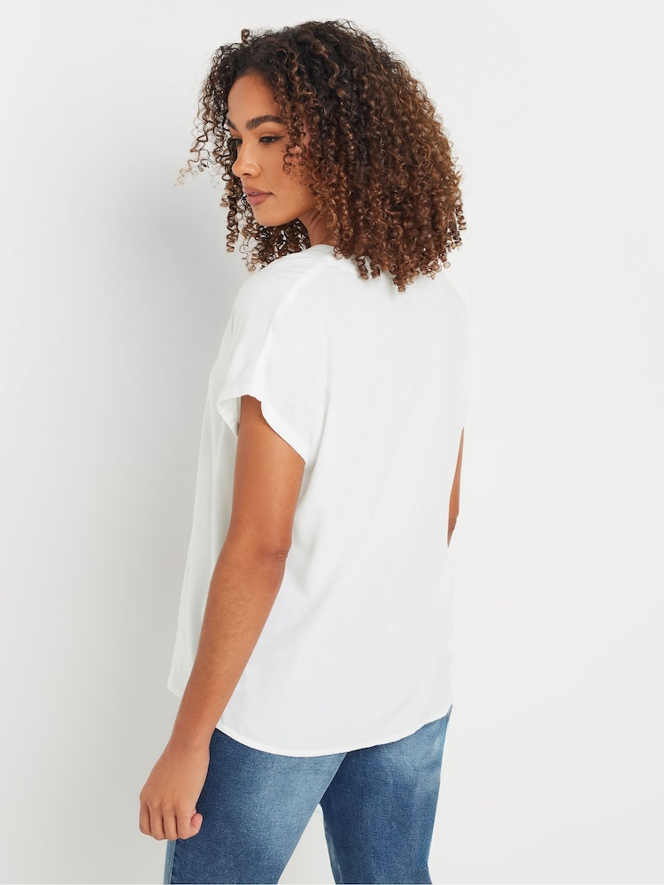 M&Co White Acid Wash Button Through Blouse - Image 6 of 9
