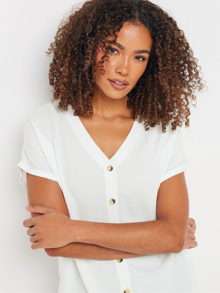 M&Co White Acid Wash Button Through Blouse - Image 7 of 9