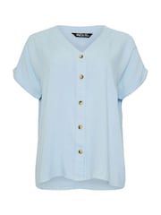 M&Co Blue Acid Wash Button Through Blouse - Image 5 of 5