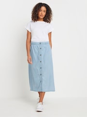 M&Co Blue Woven Button Through Midi Skirt - Image 4 of 8
