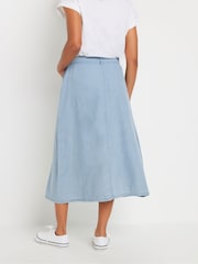 M&Co Blue Woven Button Through Midi Skirt - Image 5 of 8