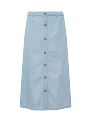 M&Co Blue Woven Button Through Midi Skirt - Image 8 of 8