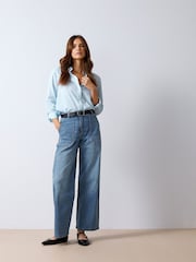 M&Co Blue Daisy 100% Cotton Embroidery Shirt - Image 4 of 5
