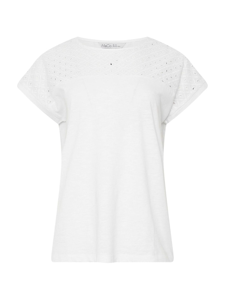 M&Co Embroidered Panel 100% Cotton T-Shirt - Afbeelding 4 van 4