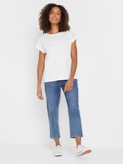 M&Co White Embroidered Panel 100% Cotton T-Shirt - Image 5 of 9