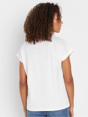 M&Co White Embroidered Panel 100% Cotton T-Shirt - Image 6 of 9