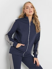 Long Tall Sally Blue Side Panel Zip Up  100% Cotton Sweatshirt - Image 1 of 5