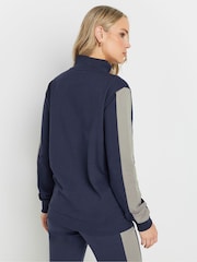 Long Tall Sally Blue Side Panel Zip Up  100% Cotton Sweatshirt - Image 3 of 5