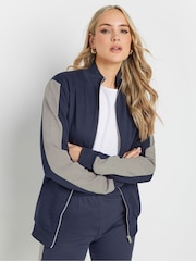 Long Tall Sally Blue Side Panel Zip Up  100% Cotton Sweatshirt - Image 4 of 5