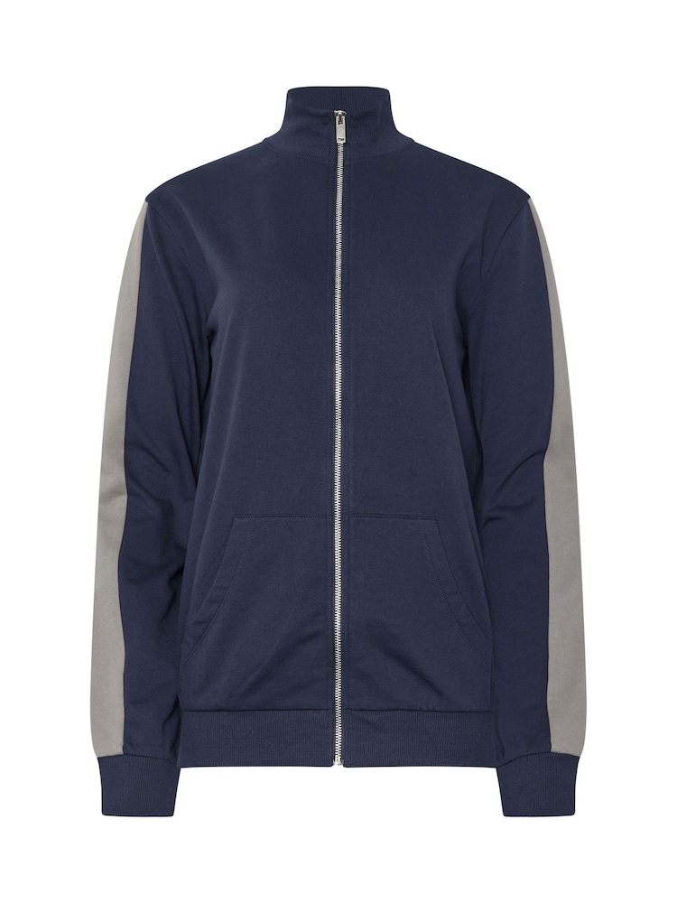 Long Tall Sally Blue Side Panel Zip Up  100% Cotton Sweatshirt - Image 5 of 5