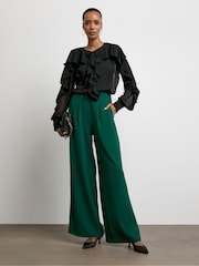 Joanna Hope Green Pleated Wide Leg Trousers - Image 1 of 4