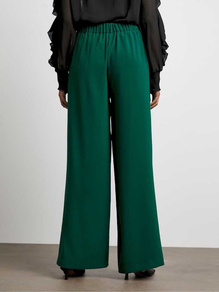Joanna Hope Green Pleated Wide Leg Trousers - Image 2 of 4