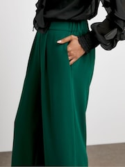 Joanna Hope Green Pleated Wide Leg Trousers - Image 3 of 4