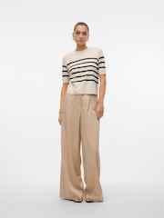 VERO MODA Cream Short Sleeve Round Neck Jumper - Image 1 of 5