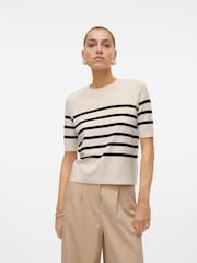 VERO MODA Cream Short Sleeve Round Neck Jumper - Image 2 of 5