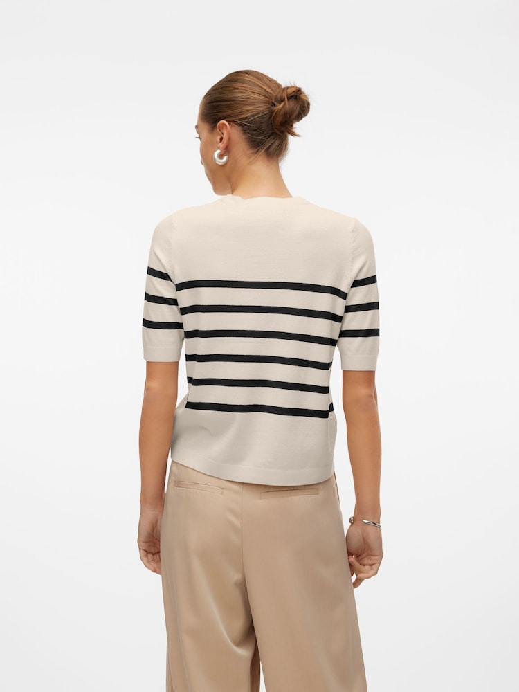 VERO MODA Cream Short Sleeve Round Neck Jumper - Image 3 of 5