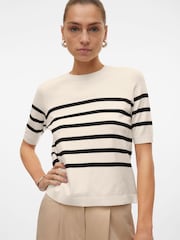 VERO MODA Cream Short Sleeve Round Neck Jumper - Image 4 of 5