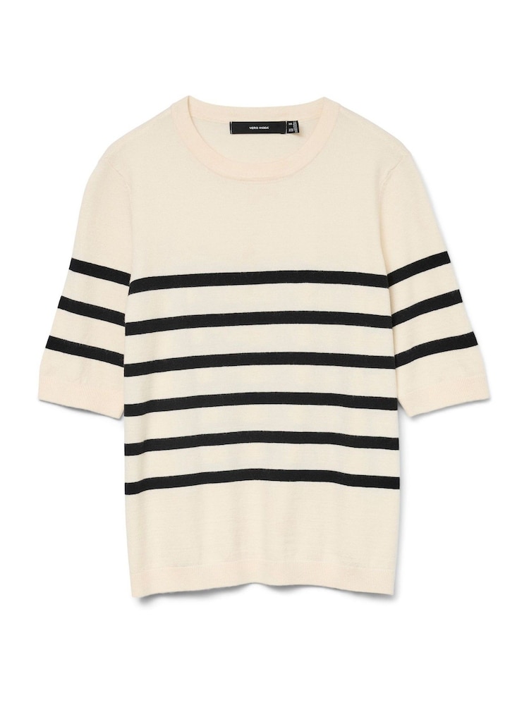 VERO MODA Cream Short Sleeve Round Neck Jumper - Image 5 of 5