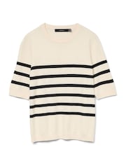 Crème - Vero Moda pull à col rond à manches courtes - Image 6 de 6