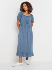 M&Co Blue Acid Wash Tassel Detail Dress - Image 1 of 6