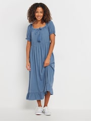 M&Co Blue Acid Wash Tassel Detail Dress - Image 2 of 6