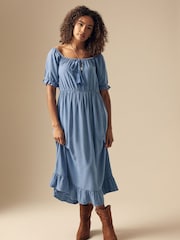 M&Co Blue Acid Wash Tassel Detail Dress - Image 5 of 6