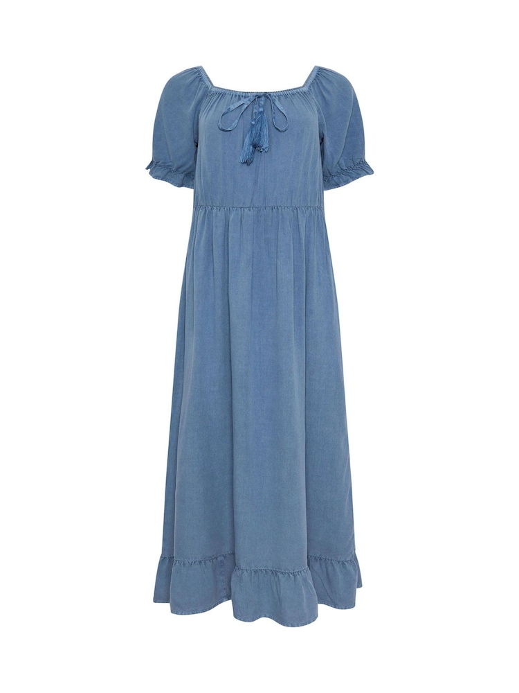 M&Co Blue Acid Wash Tassel Detail Dress - Image 6 of 6