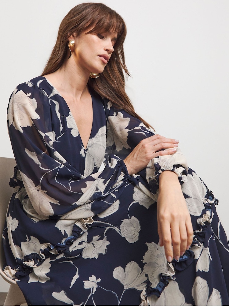 Joanna Hope Blue Romantic Ruffle Dress - Image 4 of 4