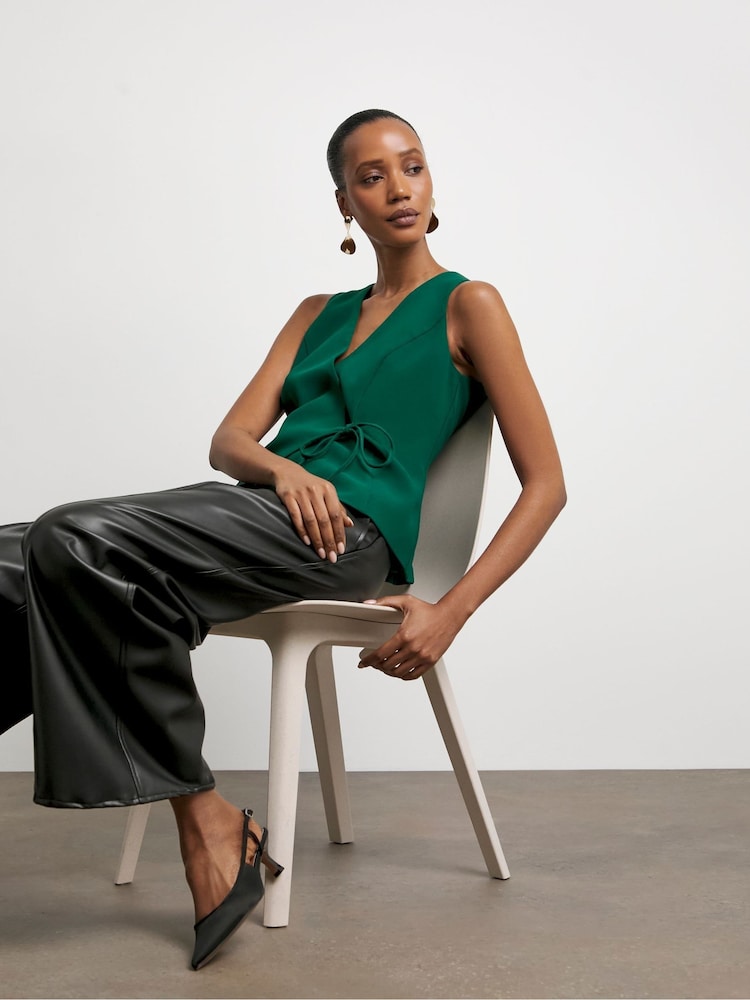 Joanna Hope groen gilet met strikceintuur - Image 3 of 5