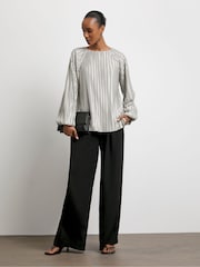 Joanna Hope Silver Plisse Balloon sleeve Blouse - Image 4 of 4