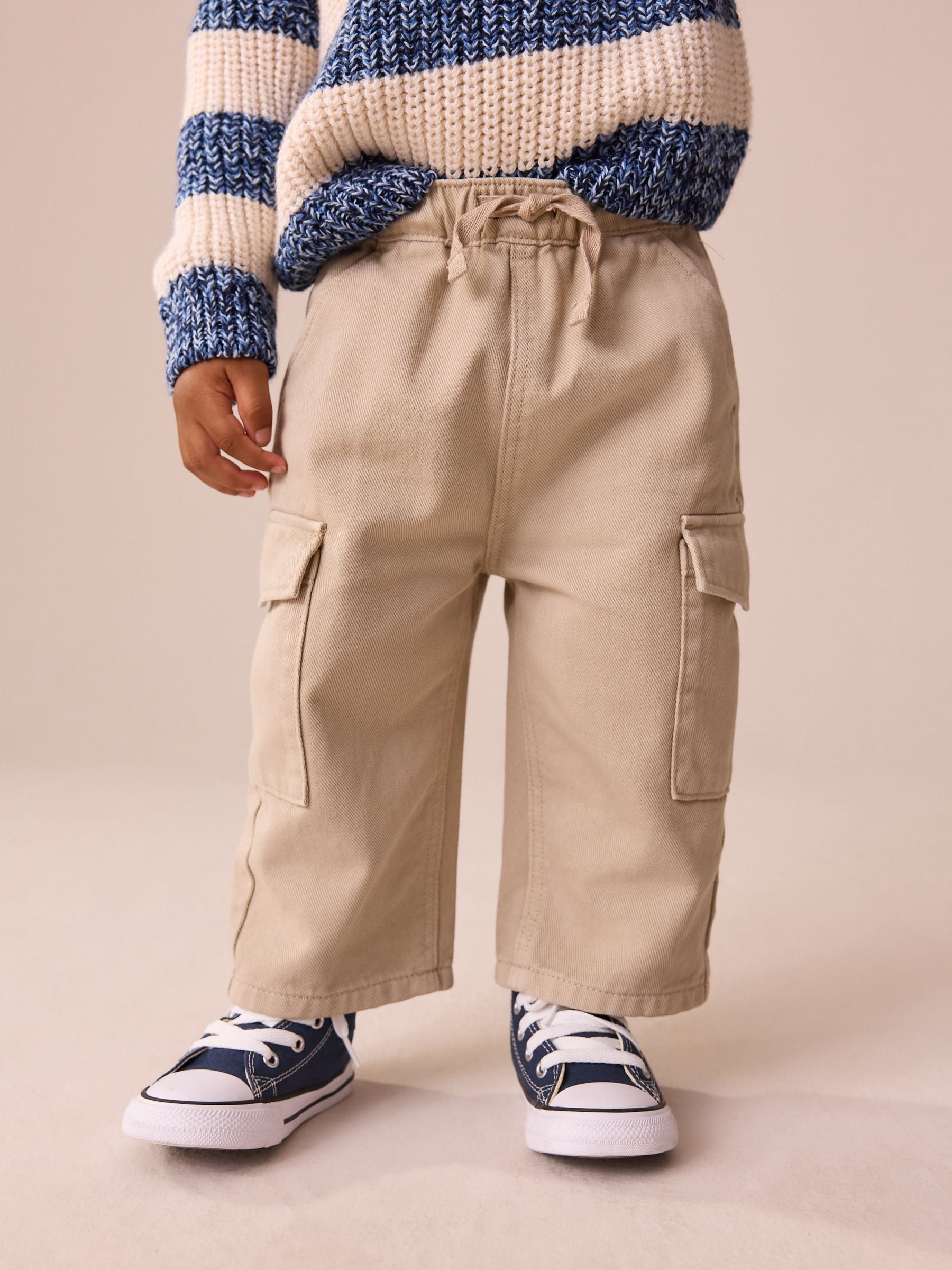 Stone Washed Wide Leg Cargo Trousers (3mths-7yrs)