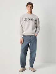 Neutral Relaxed Fit Stockholm Graphic Print Crew Jumper - Image 2 of 7