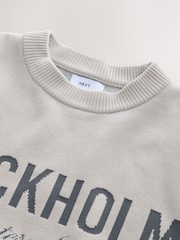 Neutral Relaxed Fit Stockholm Graphic Print Crew Jumper - Image 7 of 7