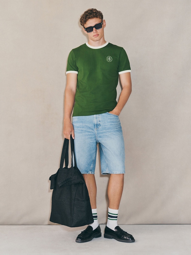 Mid Blue Wash Jort Denim Shorts - Image 2 of 10
