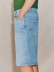 Mid Blue Wash Jort Denim Shorts - Image 5 of 10
