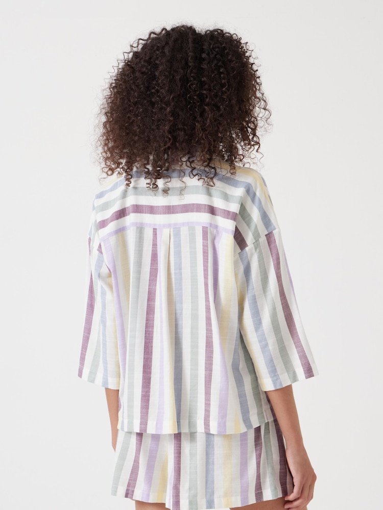 Hush White/Grey Rudie Stripe Short Pyjamas Set - Image 3 of 5