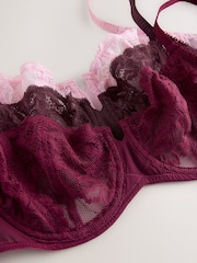 Chocolate/Berry/Pink Non Pad Balcony Lace Bras 3 Pack - Image 11 of 13